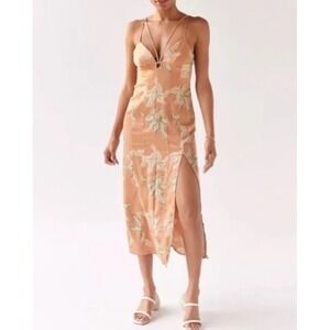Urban Outfitters First Light Floral‎ Midi Slip Dress size Small Side Slit